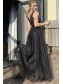 Long Black Lace and Tulle Prom Dress Formal Evening Gowns 901217