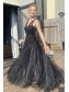 Long Black Lace and Tulle Prom Dress Formal Evening Gowns 901217