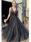 Long Black Lace and Tulle Prom Dress Formal Evening Gowns 901217
