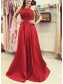 Long Red Lace Prom Dress Formal Evening Gowns 901218