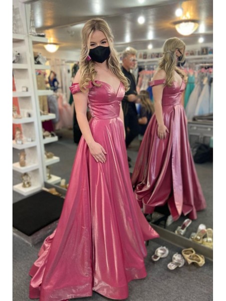 A-Line Off the Shoulder Long Prom Dress Formal Evening Gowns 901219