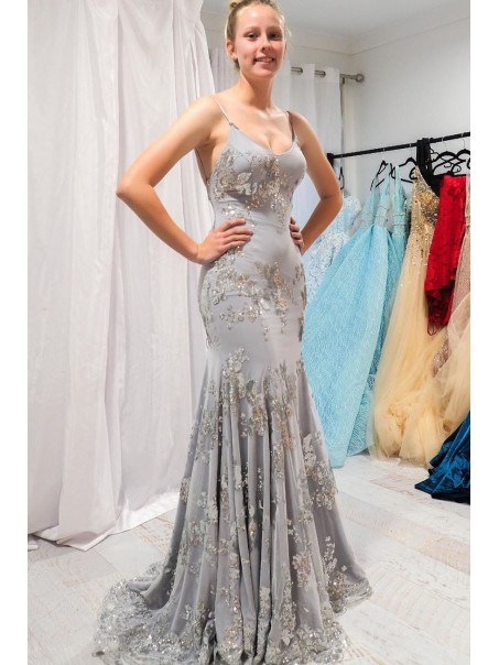 Mermaid Lace Spaghetti Straps Prom Dress Formal Evening Gowns 901220