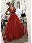 Long Red Lace and Tulle Prom Dress Formal Evening Gowns 901226