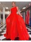 A-Line Long Red One Shoulder Prom Dress Formal Evening Gowns 901232