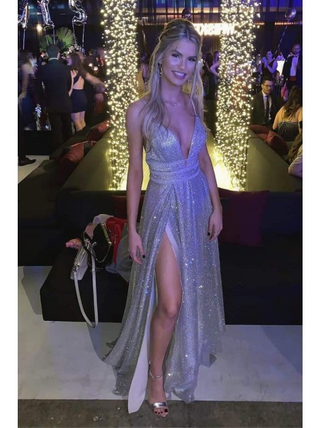 A-Line Sparkle Sequin Tulle Prom Dress Formal Evening Gowns 901236