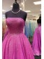 A-Line Strapless Sequin Tulle Prom Dress Formal Evening Gowns 901237
