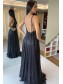 Long Black Sequin Tulle Prom Dress Formal Evening Gowns 901239