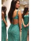 Elegant Long Green Sequin Prom Dress Formal Evening Gowns 901242