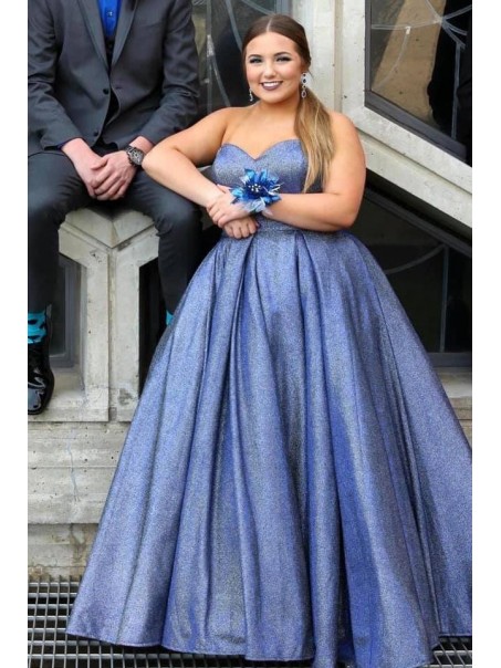 Long Blue Sweetheart Sparkle Blue Prom Dress Formal Evening Gowns 901244