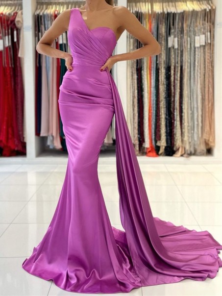 Mermaid One Shoulder Long Prom Dress Formal Evening Gowns 901251