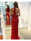 Long Red Sequin Tulle Sparkle Prom Dress Formal Evening Gowns 901257