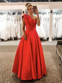 Long Satin One Shoulder Prom Dress Formal Evening Gowns 901263 Long Satin One Shoulder Prom Dress Formal Evening Gowns 901263