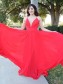 Elegant Long Red Chiffon Prom Dress Formal Evening Gowns 901264