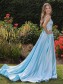 Long Blue Satin Prom Dress Formal Evening Gowns 901265