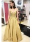 A-Line Gold Sparkle Lace Prom Dress Formal Evening Gowns 901268