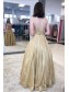 A-Line Gold Sparkle Lace Prom Dress Formal Evening Gowns 901268