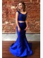 Long Royal Blue Two Pieces Mermaid Lace Prom Dress Formal Evening Gowns 901275