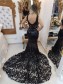 Long Black Mermaid Lace Prom Dress Formal Evening Gowns 901282