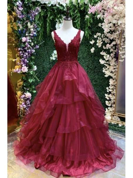 A-Line Lace Long Prom Dress Formal Evening Gowns 901285