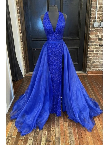 Long Royal Blue Sequin Prom Dress Formal Evening Gowns 901286