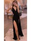 Long Black V Neck Prom Dress Formal Evening Gowns 901289