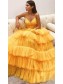 Long Yellow Spaghetti Straps Long Prom Dress Formal Evening Gowns 901290