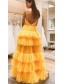 Long Yellow Spaghetti Straps Long Prom Dress Formal Evening Gowns 901290