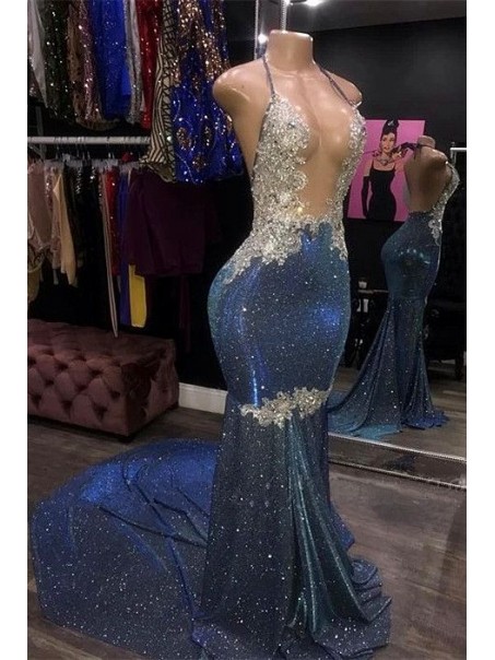 Mermaid Sparkle Long Lace Prom Dress Formal Evening Gowns 901291