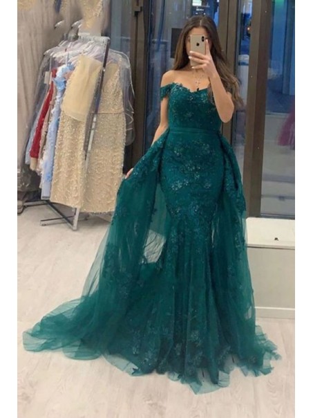 Mermaid Long Green Lace Prom Dress Formal Evening Gowns 901293