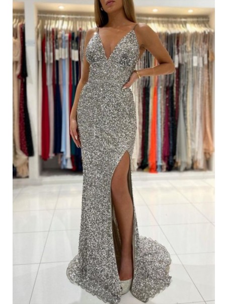 Long Sparkly Mermaid Sequin Prom Dress Formal Evening Gowns 901294