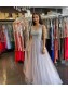 A-Line Lace and Tulle Long Prom Dress Formal Evening Gowns 901299