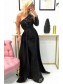 Long Black Mermaid One Shoulder Prom Dress Formal Evening Gowns 901303