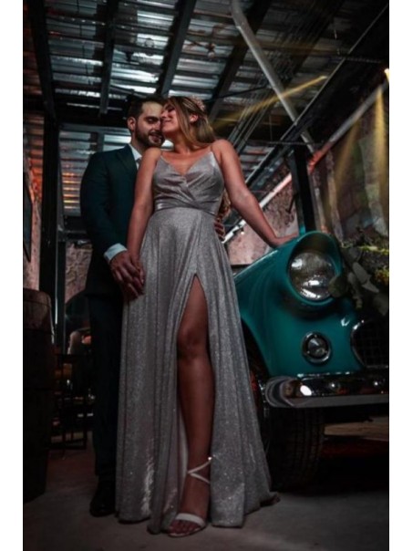 A-Line Long Sparkle Prom Dress Formal Evening Gowns 901306