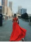 Long Red V Neck Prom Dress Formal Evening Gowns 901307