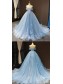 Long Blue Lace and Tulle Prom Dress Formal Evening Gowns 901308