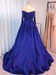 Long Royal Blue Lace and Satin Plus Size Prom Dress Formal Evening Gowns 901312