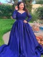Long Royal Blue Lace and Satin Plus Size Prom Dress Formal Evening Gowns 901312