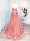 A-Line Lace and Tulle Long Prom Dress Formal Evening Gowns 901314