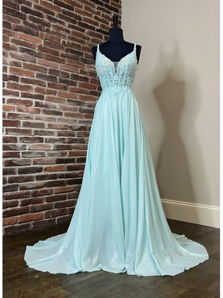 Long Blue Lace Prom Dress Formal Evening Gowns 901317