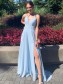 Long Blue Spaghetti Straps Prom Dress Formal Evening Gowns 901319