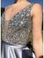A-Line Long Satin Beaded Prom Dress Formal Evening Gowns 901321