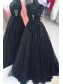 A-Line Long Navy Blue Sparkle Prom Dress Formal Evening Gowns 901322