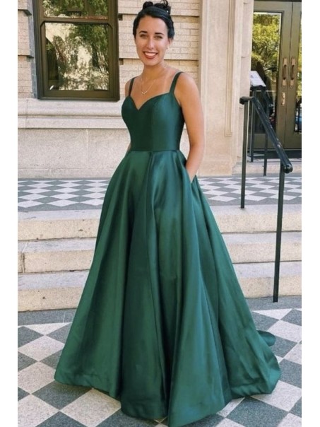 Simple Long Satin Prom Dress Formal Evening Gowns 901327