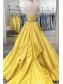 A-Line Long Yellow Strapless Prom Dress Formal Evening Gowns 901329