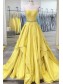 A-Line Long Yellow Strapless Prom Dress Formal Evening Gowns 901329