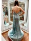 Elegant Mermaid One Shoulder Sequins Prom Dresses Formal Evening Gowns 901330