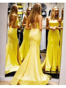 Elegant Long Yellow Mermaid Prom Dress Formal Evening Gowns 901332