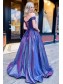 Long Blue Sparkly Off the Shoulder Prom Dress Formal Evening Gowns 901334