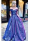 Long Blue Sparkly Off the Shoulder Prom Dress Formal Evening Gowns 901334