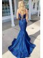 Long Royal Blue Mermaid Two Pieces Sparkle Prom Dress Formal Evening Gowns 901335